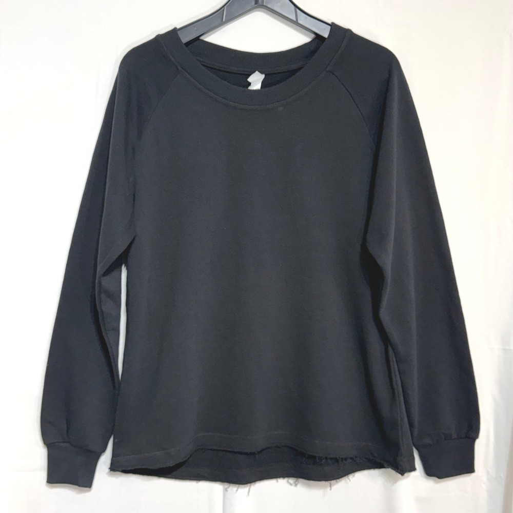 Alternative Apparel‎ Black Raglan Sweatshirt High Low Raw Hem Large Womens NWOT